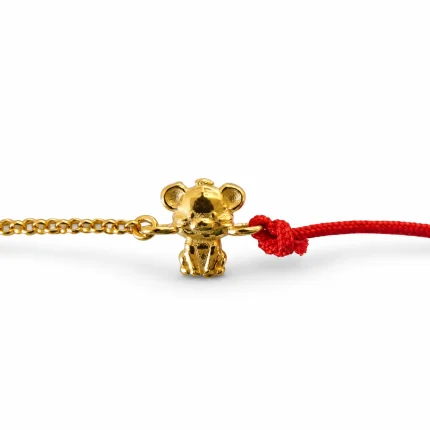 Pulsera de hilo rojo del Tigre con colgante bañado en oro, horóscopo chino
